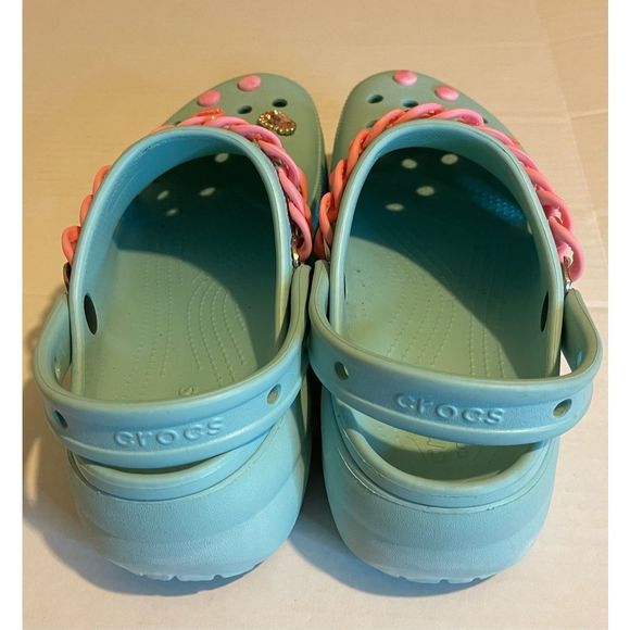 Crocs shoes Platform shoes Crocs Teal w/ charms sz 10 - Picture 5 of 7